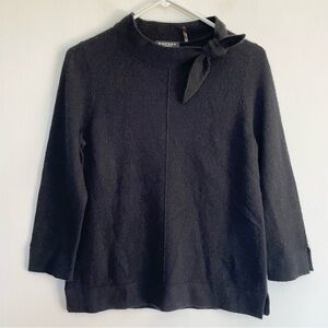 Repeat Cashmere Black Sweater with Bow Detail Made in Madagascar Classic Knit XS